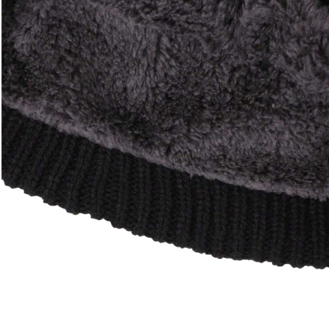 Caciula tricotata groasa imblanita pentru barbati, model casual rezistent la vant - Negru [1]