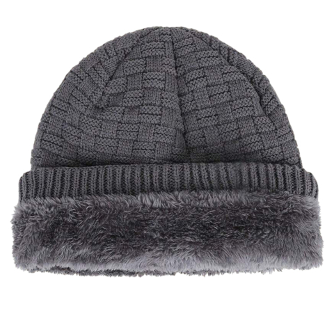 Caciula tricotata groasa imblanita pentru barbati, model casual rezistent la vant - Gri [1]