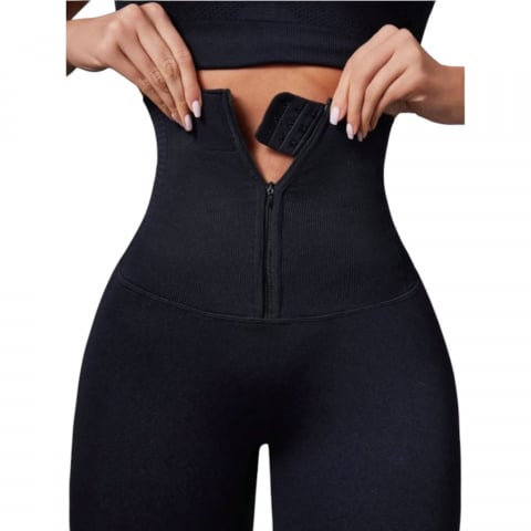 Colanti - colanti-cu-corset-integrat-fermoar-frontal-talie-inalta-si-efect-push-up-negru-m