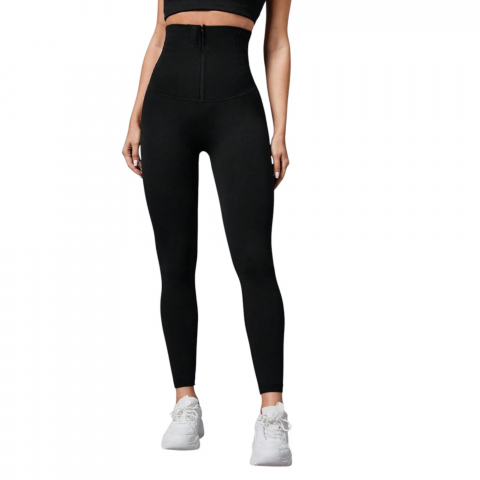 colanti-cu-corset-integrat-fermoar-frontal-talie-inalta-si-efect-push-up-negru-m [2]