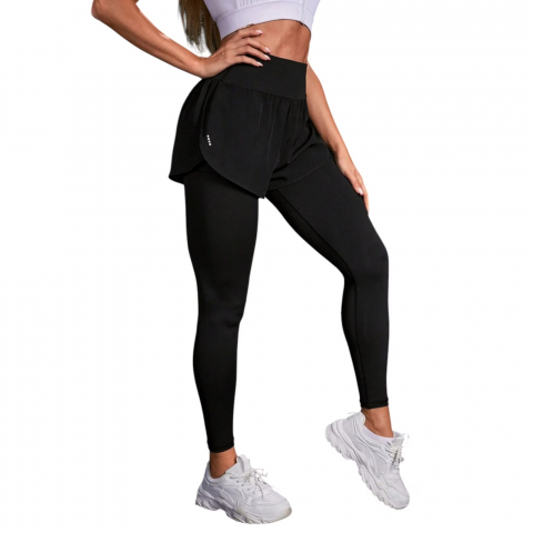 Colanti fitness - colanti-sport-cu-talie-inalta-si-fusta-integrata-negru-marime-l