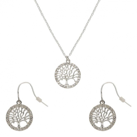 Bijuterii dama - colier-dama-copac-argintiu-cercei