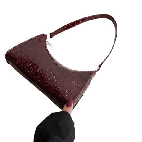 geanta-baguette-mica-cu-imprimeu-crocodil-lucios-visiniu [3]