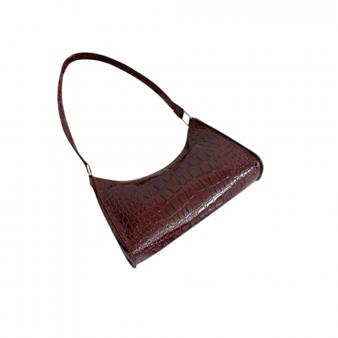 Genti Femei - geanta-baguette-mica-cu-imprimeu-crocodil-lucios-visiniu