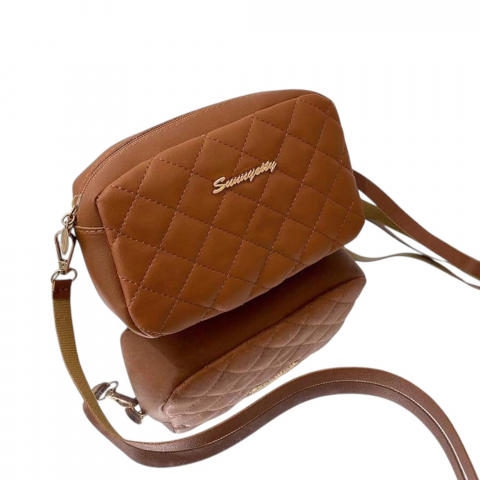 Genti Femei - geanta-dama-in-stil-coreean-model-cusatura-diamant-maro