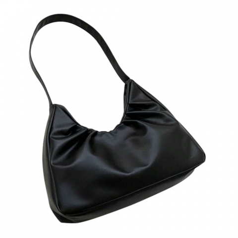 Genti Femei - geanta-de-umar-model-plisat-si-minimalist-negru