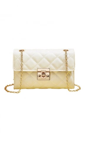 Genti Femei - geanta-mini-de-umar-cu-model-matlasat-alb