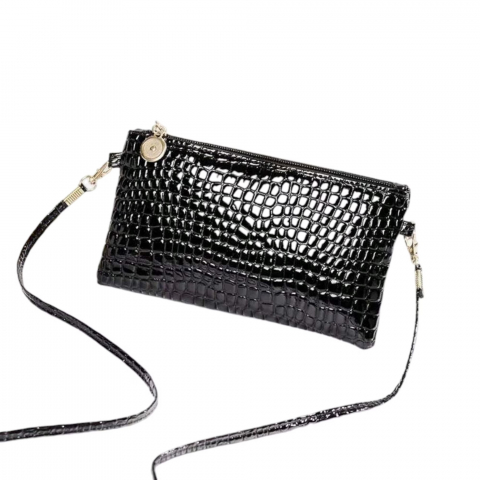 FASHION FEMEI - geanta-tip-portofel-cu-model-crocodil-negru