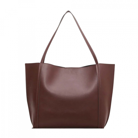 Genti Femei - geanta-tote-de-umar-cu-design-simplu-si-minimalist-capacitate-mare-maro