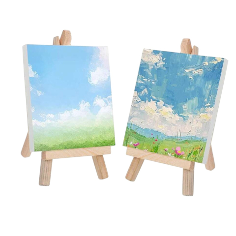Set mini sevalet din lemn cu panza 10x10 cm pentru pictura si decor [5]