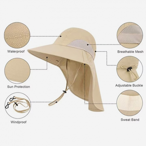 palarie soare unisex bor mare protectie uv outdoor drumetie pescuit vara plaja [5]