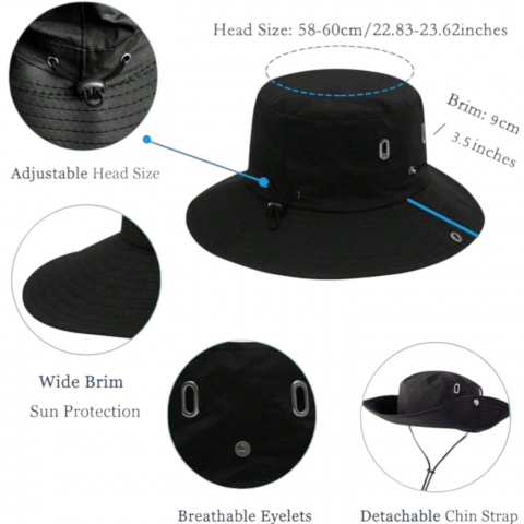 Palarie unisex bor mare 2-in-1, pliabila, protectie UV si vant, ajustabila [3]