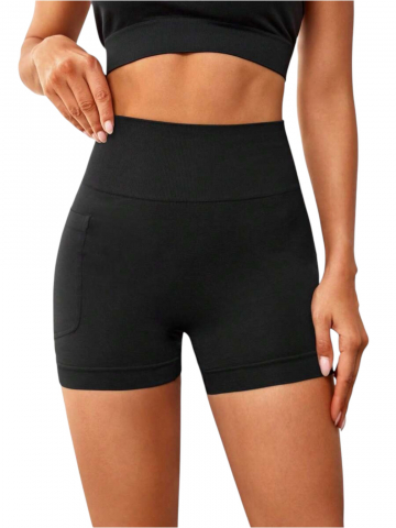 pantaloni-scurti-sport-dama-talie-inalta-negru [2]