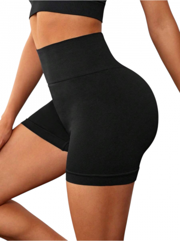 pantaloni-scurti-sport-dama-talie-inalta-negru [5]