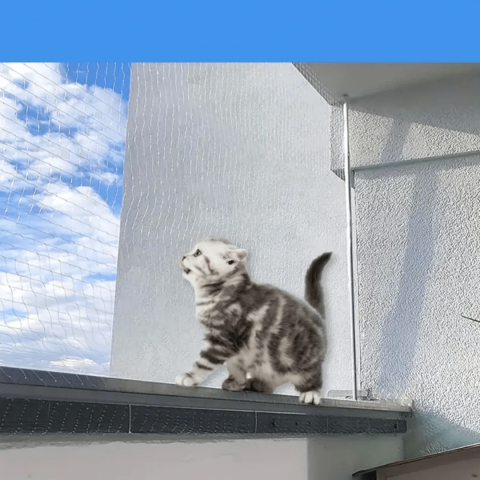 Plasa protectie pisici balcon si fereastra, transparenta, rezistenta UV, kit montaj inclus [4]
