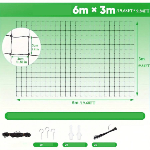 Plasa protectie pisici pentru balcon si fereastra, rezistenta UV, kit complet montaj, Negru, 3m x 6m [1]