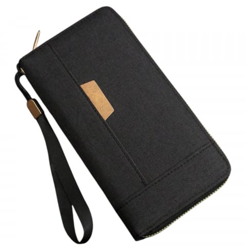 Portofele Pentru Barbati - portofel-de-afaceri-minimalist-din-material-unisex-bifold-cu-fermuar-negru