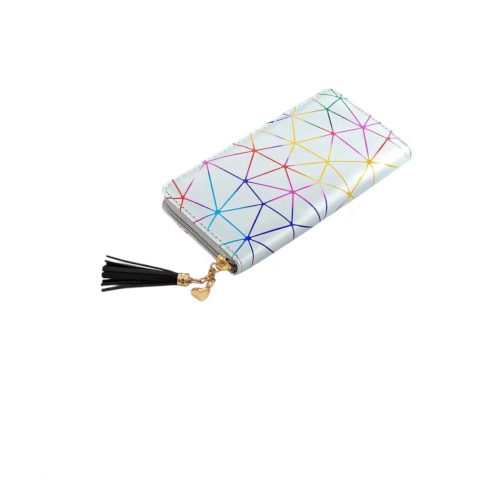 Portofele Femei - portofel-lung-pentru-femei-piele-pu-design-minimalist-cu-model-geometric-si-ferm