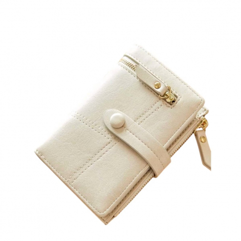 Portofele Femei - portofel-mic-dama-piele-pu-cu-inchidere-bifold-elegant-stil-minimalist-bej