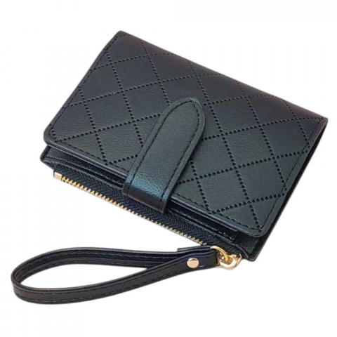 Portofele Femei - portofel-mic-din-piele-pentru-femei-cu-catarama-si-fermoar-negru