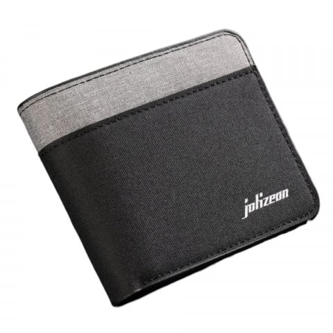Portofele Pentru Barbati - portofel-panza-bifold-design-colorblock-negru