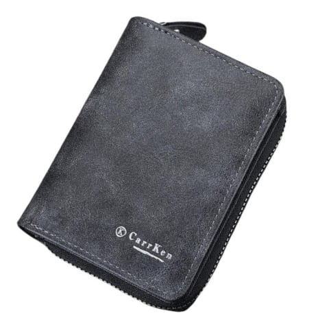 Portofele Pentru Barbati - portofel-retro-texturat-bifold-multifunctional-cu-fermoar-si-prindere-cu-capsa