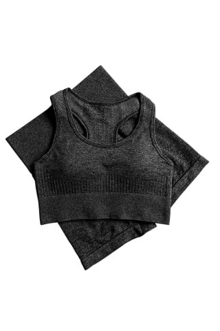 Echipament sport / Compleuri - set-2-piese-fitness-colanti-scurti-top-cu-push-up-si-burete-detasabil-negru-mari