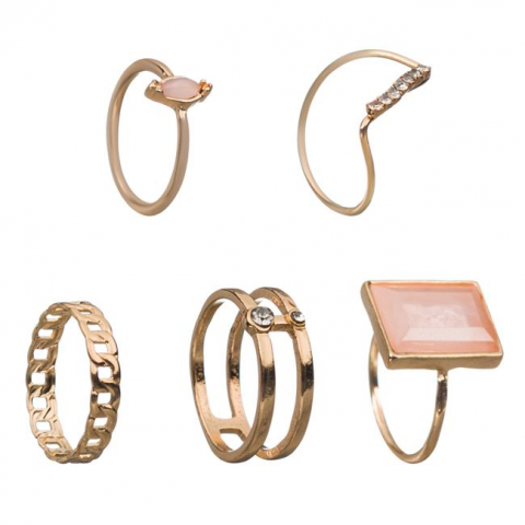 Bijuterii dama - set-5-inele-dama-aurii-stras