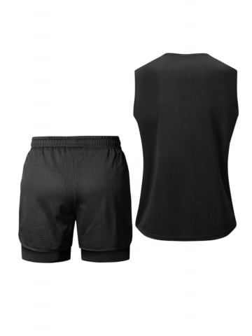 Set sport barbati 2 piese maiou si pantaloni scurti dubli respirabili [1]