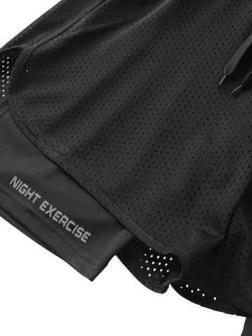 Set sport barbati 2 piese maiou si pantaloni scurti dubli respirabili [4]