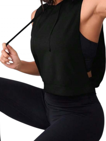 Casual & Elegant - top-maiou-sport-dama-cu-gluga-fara-maneci