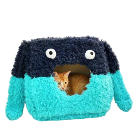 Turn de joaca pentru pisici 2 in 1 cu casuta detasabila si stalpi din sisal – design desen animat [7]