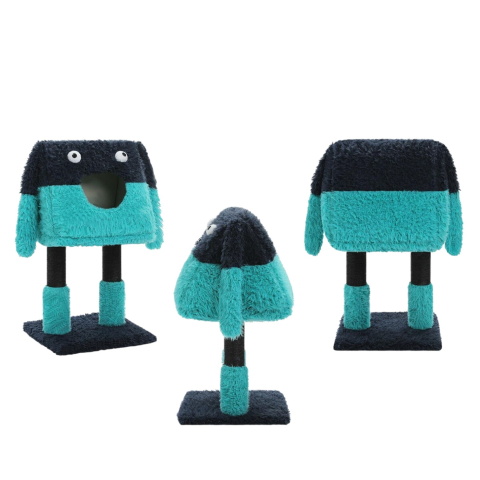 Turn de joaca pentru pisici 2 in 1 cu casuta detasabila si stalpi din sisal – design desen animat [1]