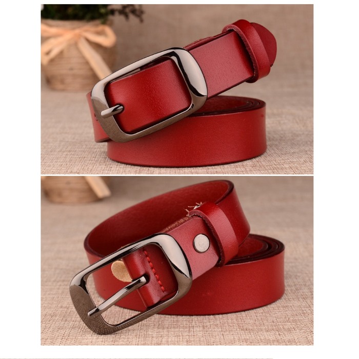 Curea din Piele Naturala dama clasica AVAMSI OL-ZK-008-HK, Rosu [2]