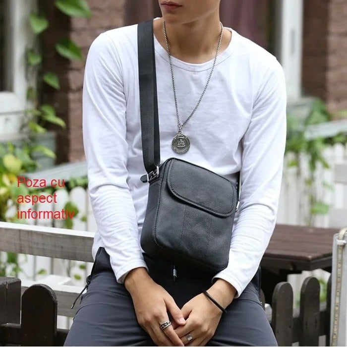 Geanta barbati, Robert GB3037, Piele Naturala, Cafeniu, 21x19x8 cm [6]