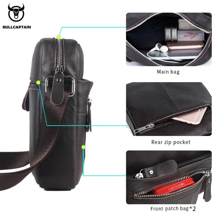 Geanta barbati, Hudson GB2967, Piele Naturala, Cafeniu, 21x19x7.5 cm [2]