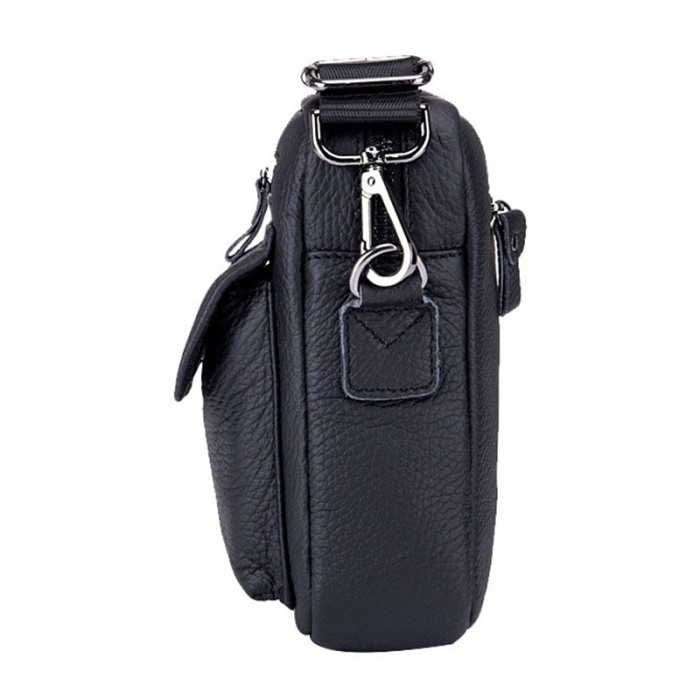 Geanta barbati, James GB7587, Piele Naturala, Negru, 20x16x8 cm [5]