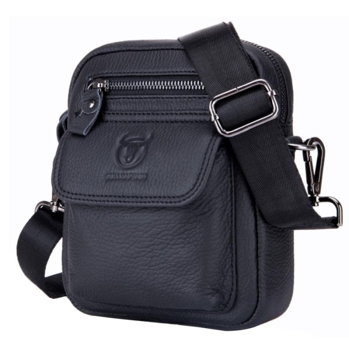 Geanta barbati, James GB7587, Piele Naturala, Negru, 20x16x8 cm [8]