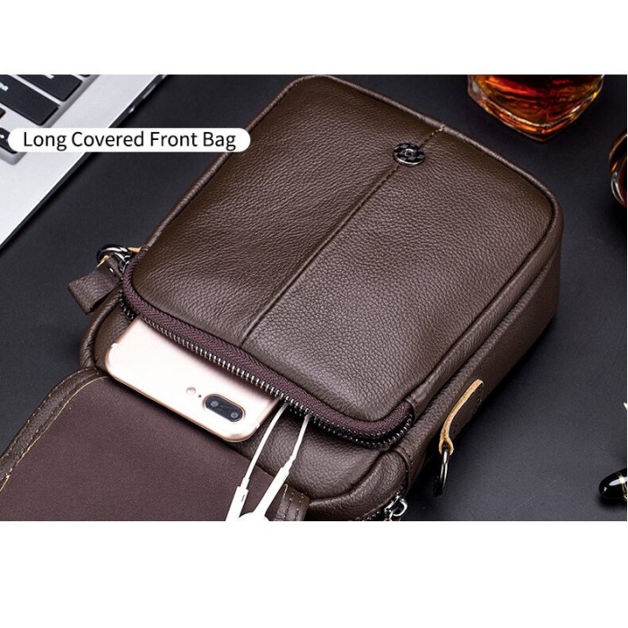 Geanta barbati, Jasp GB3028, Piele Naturala, Cafeniu, 21x16x7 cm [2]