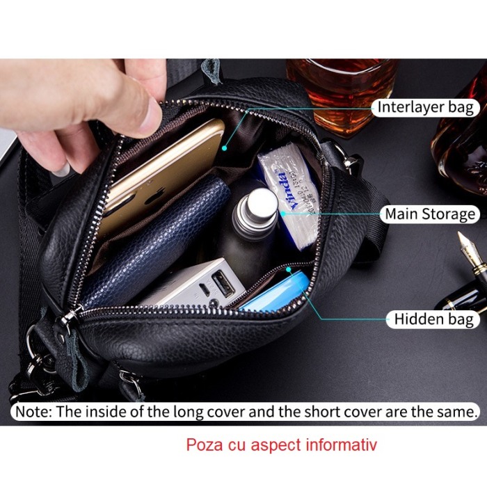 Geanta barbati, Jasp GB3028, Piele Naturala, Cafeniu, 21x16x7 cm [4]