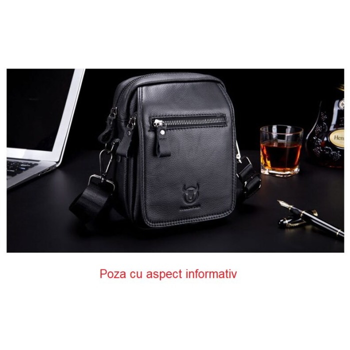 Geanta barbati, Jasp GB3028, Piele Naturala, Cafeniu, 21x16x7 cm [6]