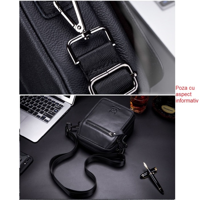 Geanta barbati, Jasp GB3028, Piele Naturala, Cafeniu, 21x16x7 cm [8]