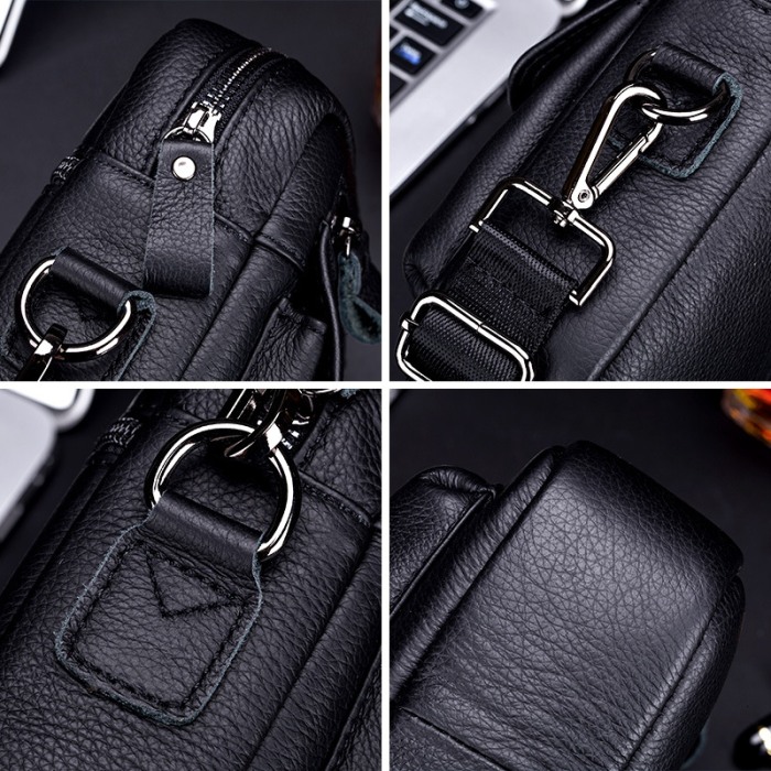 Geanta barbati, Jasp GB5073, Piele Naturala, Negru, 21x16x7 cm [5]