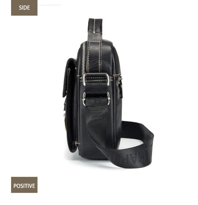 Geanta barbati, Benjamin GB7713, Piele Naturala, Negru, 22x18x8 cm [2]