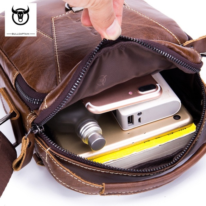 Geanta barbati BULLCAPTAIN, borseta de serviciu, geanta de umar, BC-041, Cafeniu, 23x18x7 cm, Piele naturala [5]
