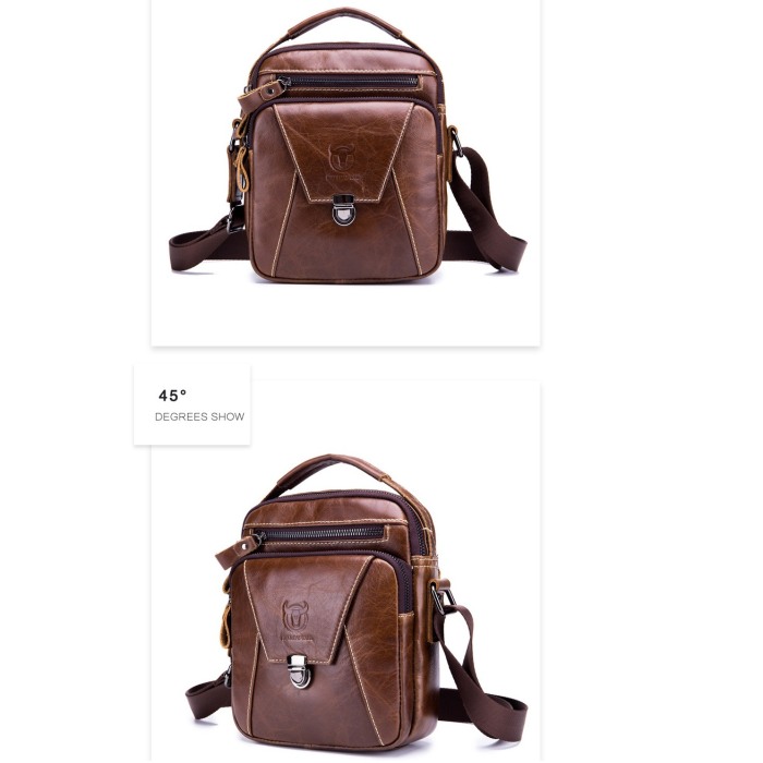 Geanta barbati BULLCAPTAIN, borseta de serviciu, geanta de umar, BC-041, Cafeniu, 23x18x7 cm, Piele naturala [4]