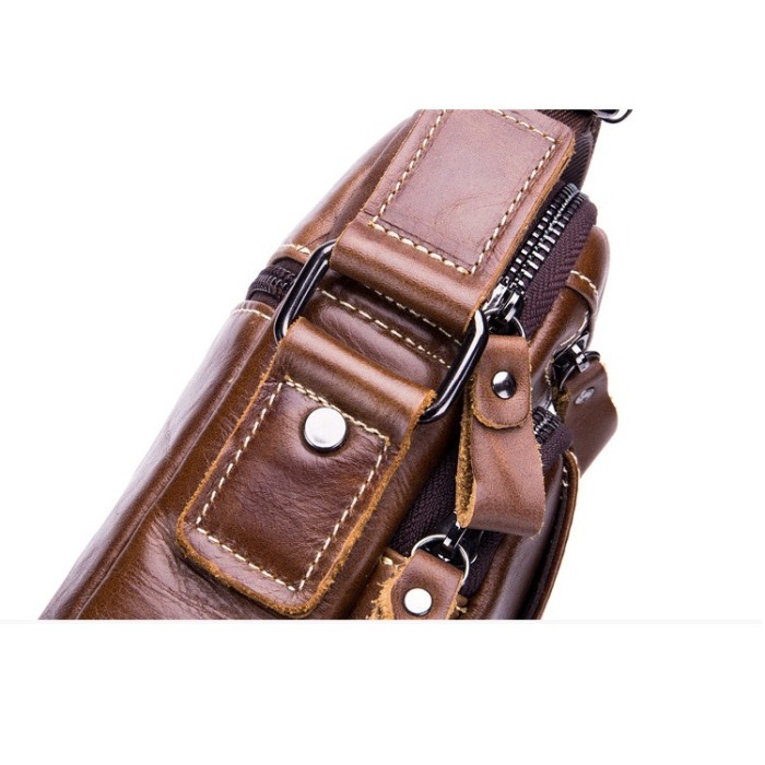 Geanta barbati BULLCAPTAIN, borseta de serviciu, geanta de umar, BC-041, Cafeniu, 23x18x7 cm, Piele naturala [6]