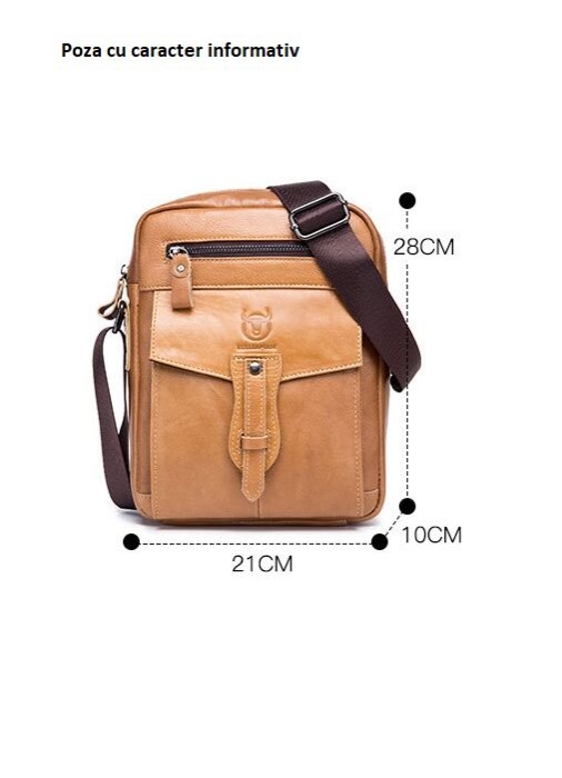 Geanta barbati BULLCAPTAIN, borseta de serviciu, geanta de umar, BC-053-L, Piele Naturala, 28x21x10CM [5]