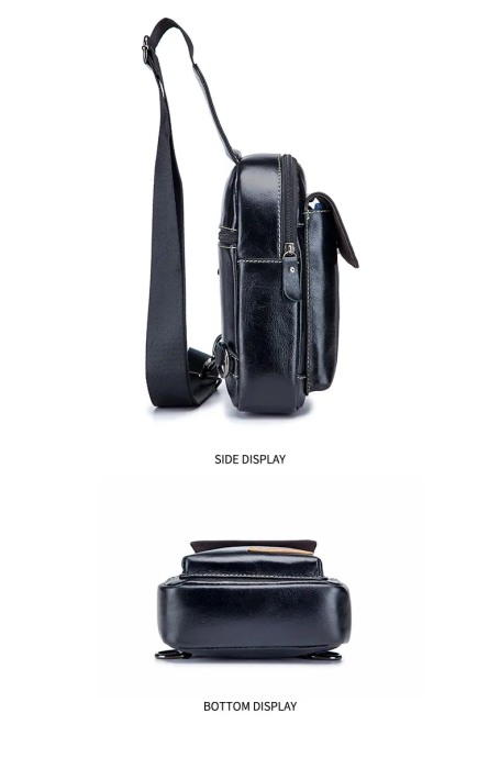 Geanta barbati, Charles GB5512, Piele Naturala, Negru, 24x17x8 cm [10]