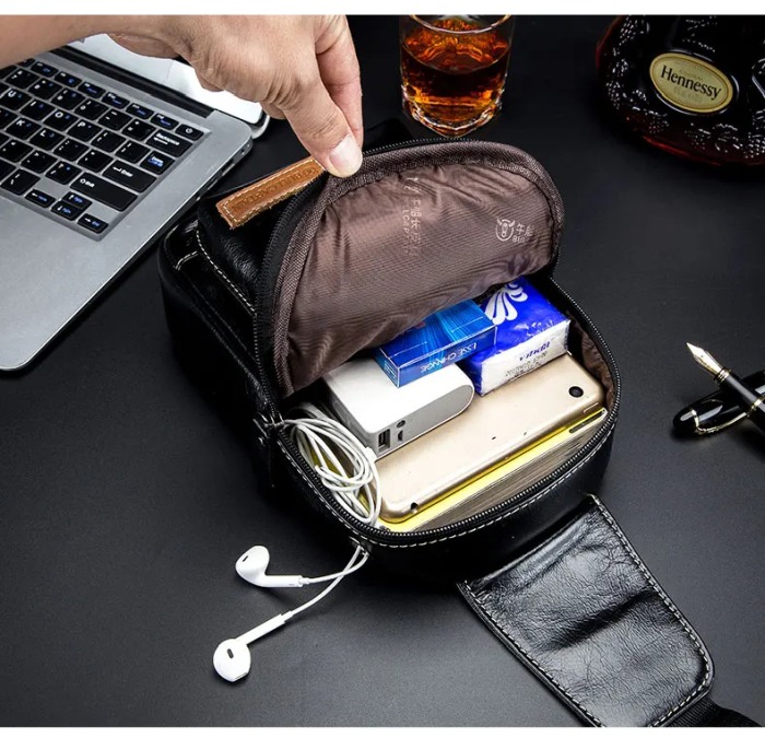 Geanta barbati, Charles GB5512, Piele Naturala, Negru, 24x17x8 cm [8]